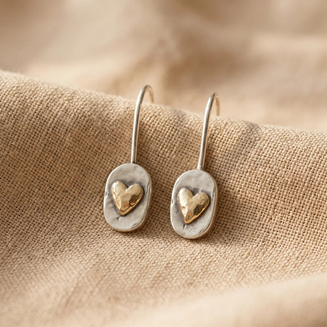 Vintage Heart-Shaped Earrings in Silver and Gold