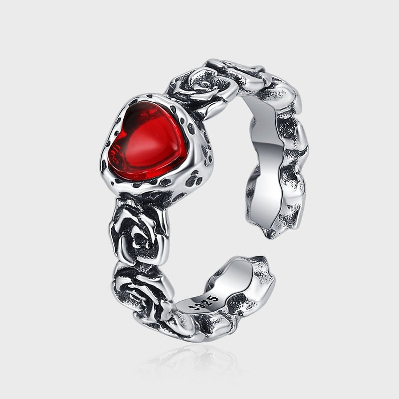 Antique Silver Rose Heart Band