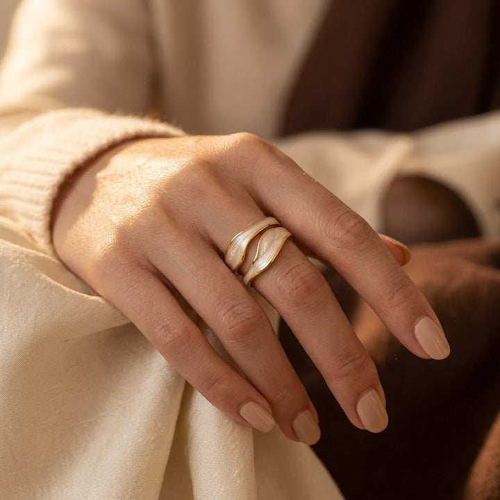 Sculptural Cuff Ring in Silver and Gold