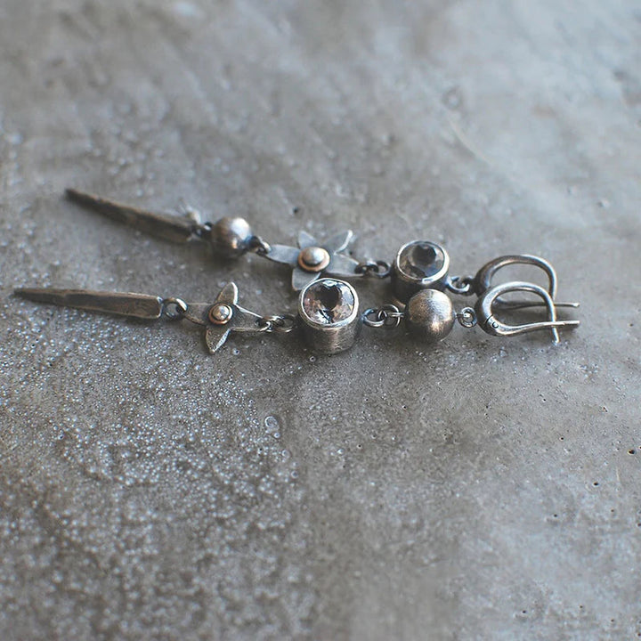 Boucle d'Oreille Pendentif Étoile en Strass