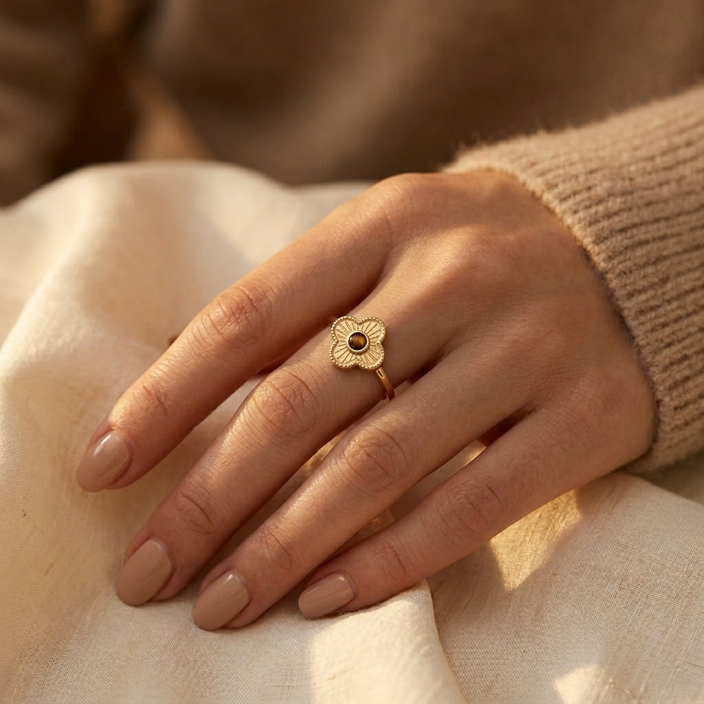 Floral-Inspired Golden Open Band Ring