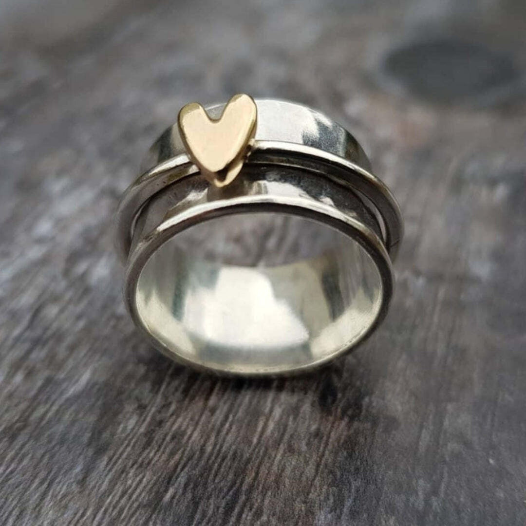 Vintage Silver and Gold Heart-Shaped Ring