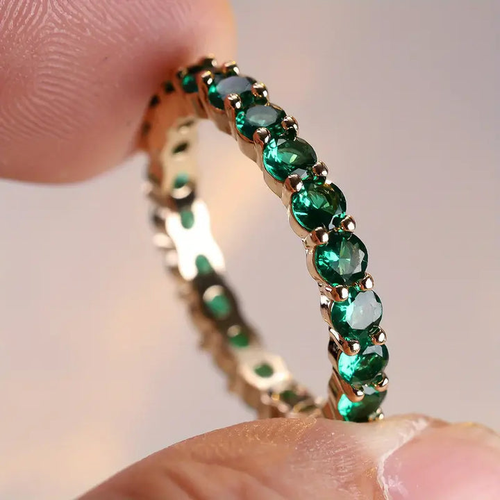Emerald and Gold Infinity Band