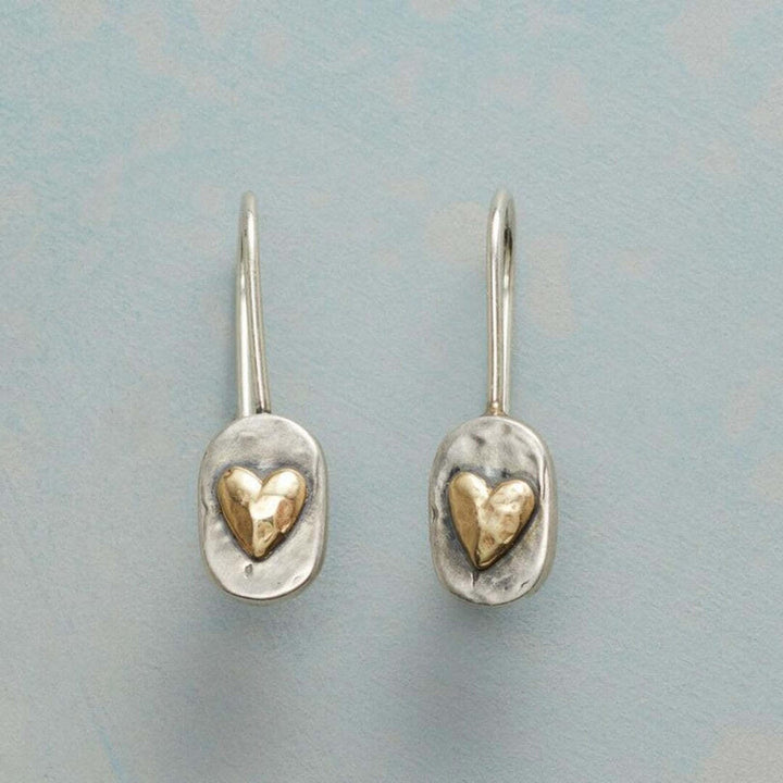 Vintage Gold Inlaid Heart Earrings