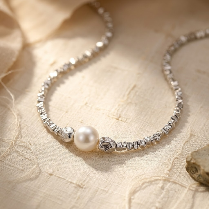 Chic Silver Pearl Choker Necklace