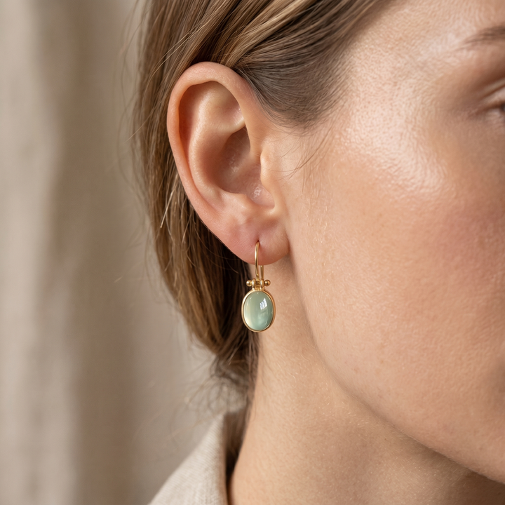 Vintage Green Moonstone Earrings