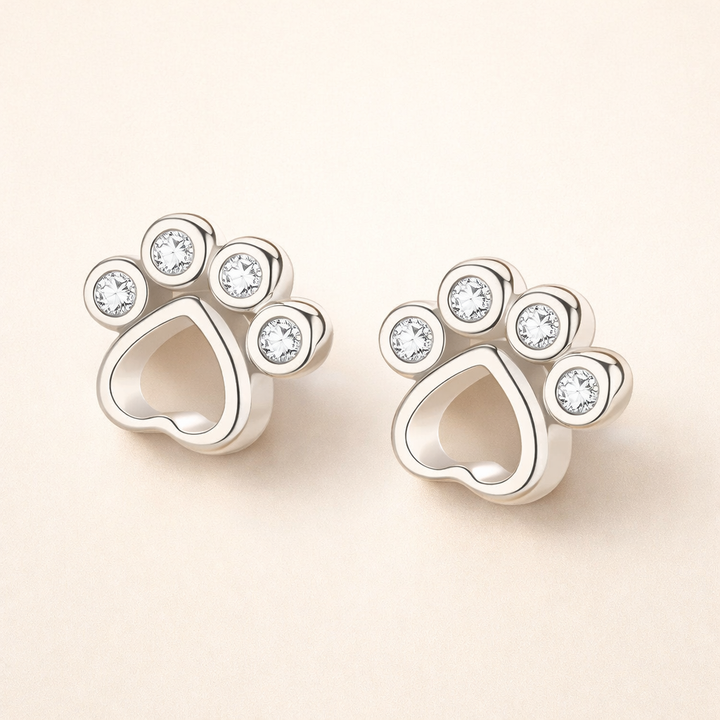 Σκουλαρίκια Paw Stud σε Ασήμι 925 με Ζιρκόνια
