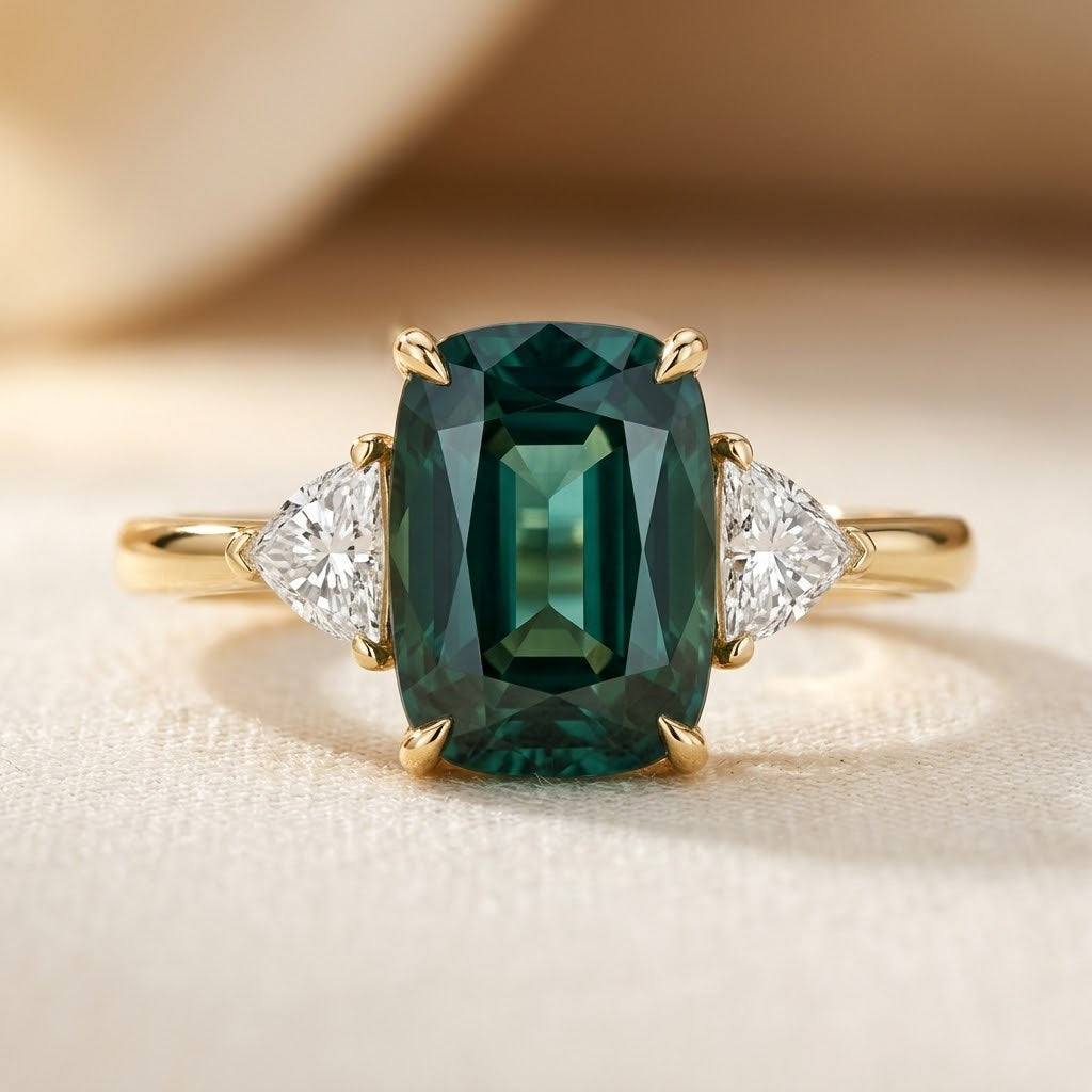 Emerald Single Stone Gold Ring
