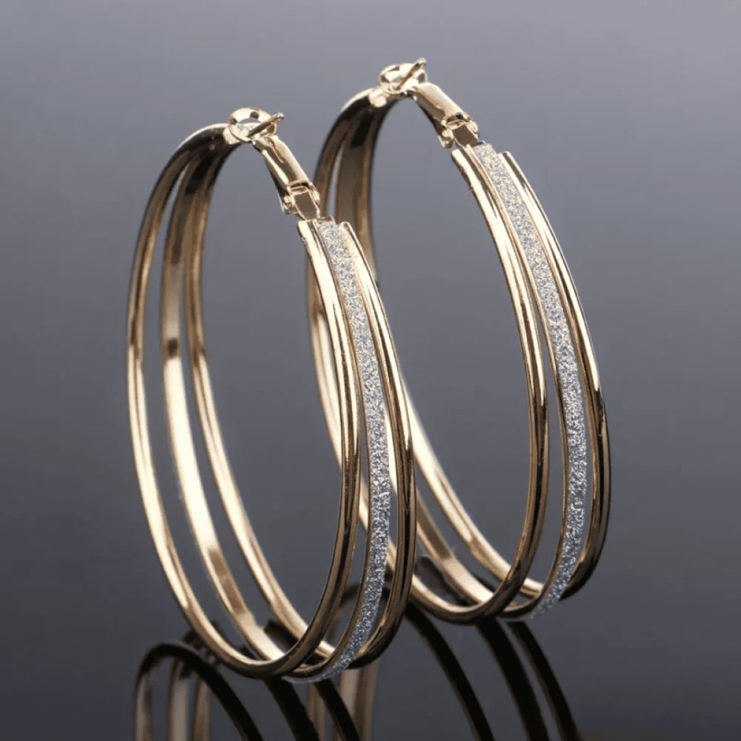 Retro-Style Gold Hoop Earrings
