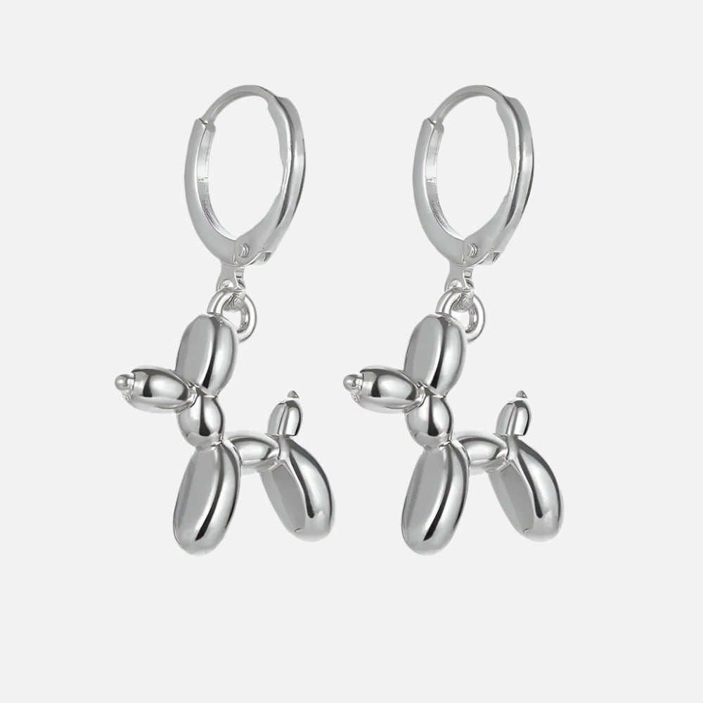 Χρυσά Huggie Σκουλαρίκια με Μίνι Σκυλάκι Charm