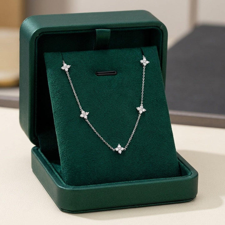 Beautiful Floral Inlay Zirconia Necklace