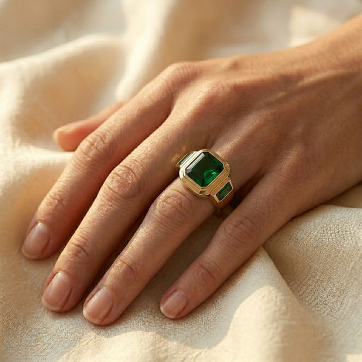 Emerald Gold Signet Ring