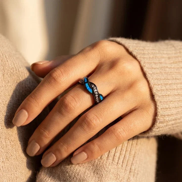 Twisted Silver Inlay Band Ring