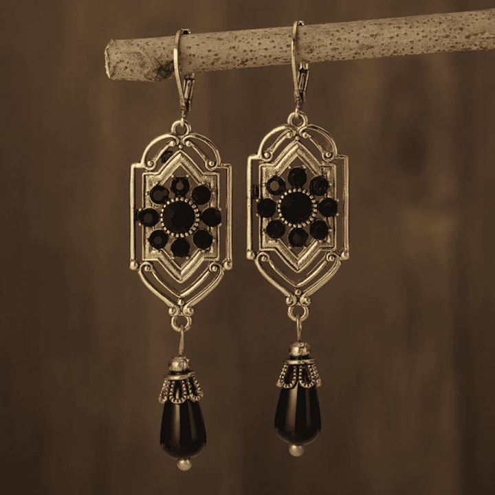Sophisticated Black Crystal Drop Earrings