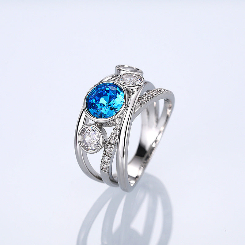 Azure Silver Gem Statement Ring