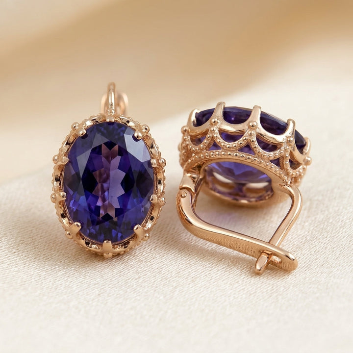 Gold Amethyst Tiara Earrings