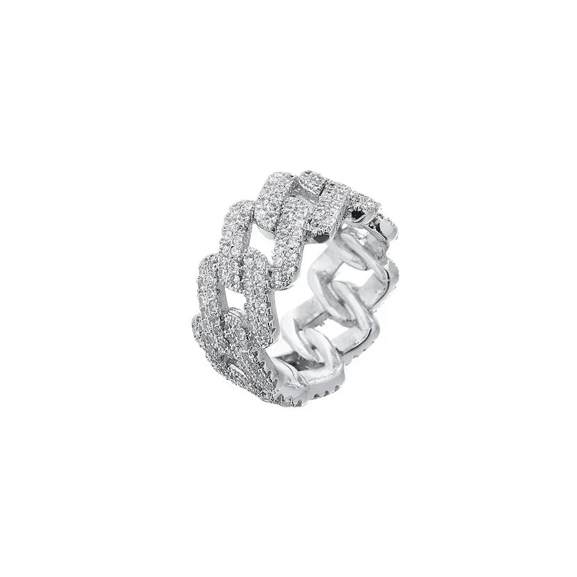Elegant Gold and Silver Ring with Zirconia Inlays