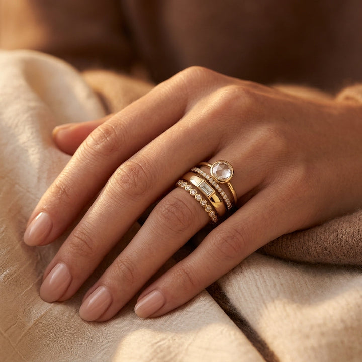Stackable Gold Bezel Ring Set