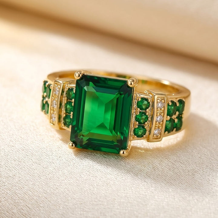 Gold and Emerald Stone Blend Ring