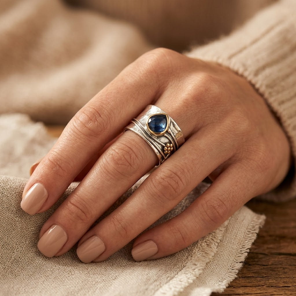 Gold and Silver Bezel Set Accent Ring
