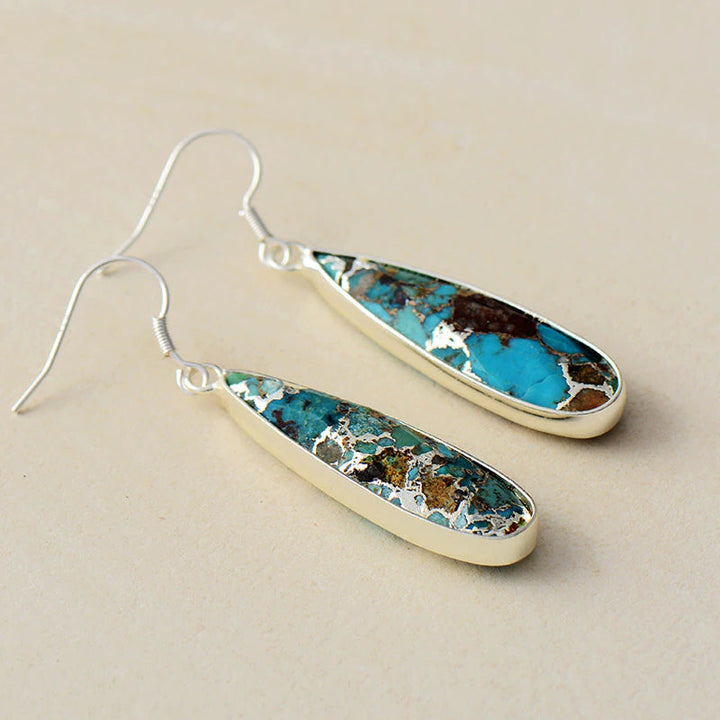 Chic Teardrop Earrings Crafted from Turquoise Jasper