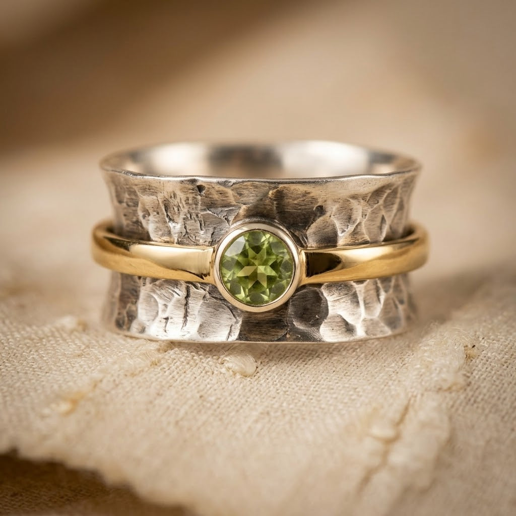 Rustic Band Ring in Silver and Gold