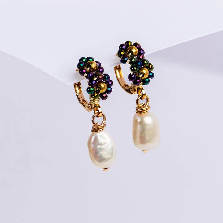 Boucles d'oreilles confeti en perles vintage