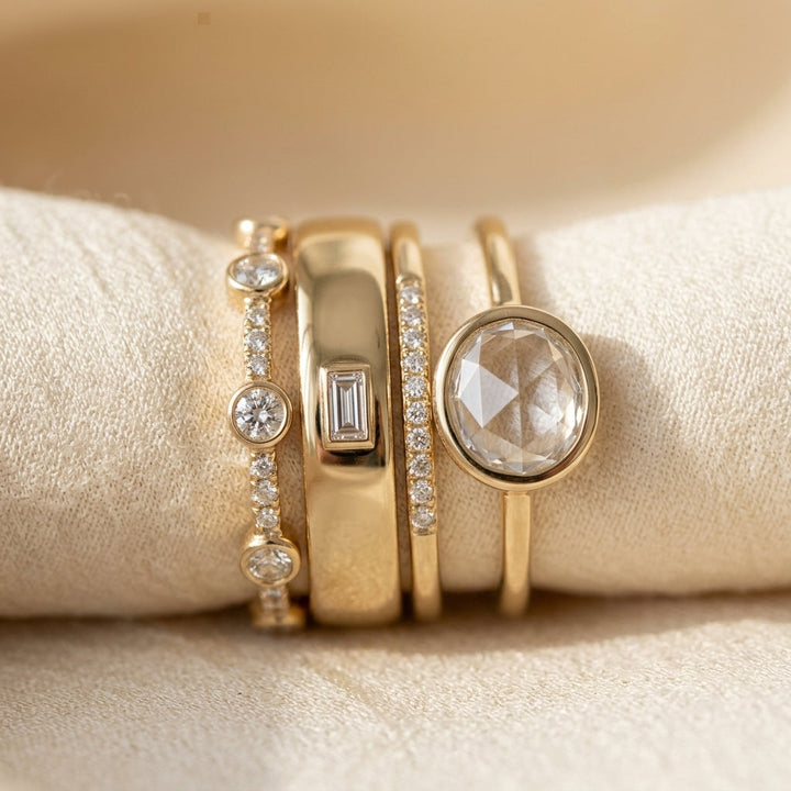 Stackable Gold Bezel Ring Set
