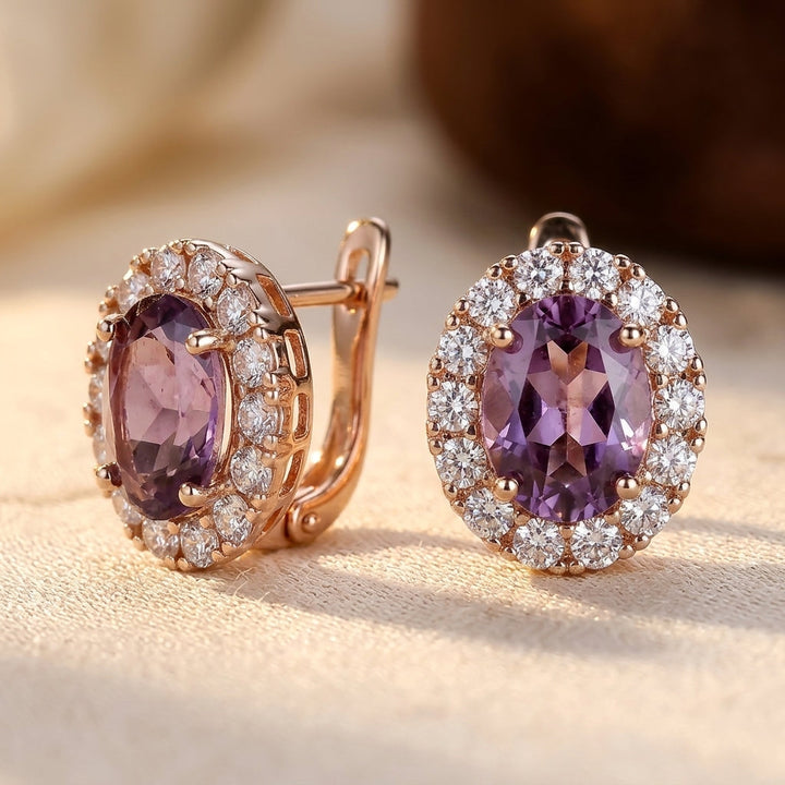 Gold Amethyst Surround Earrings