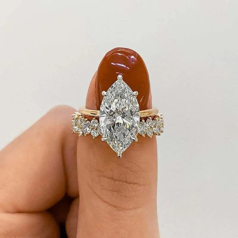 Marquise-Cut Diamond Gold Band