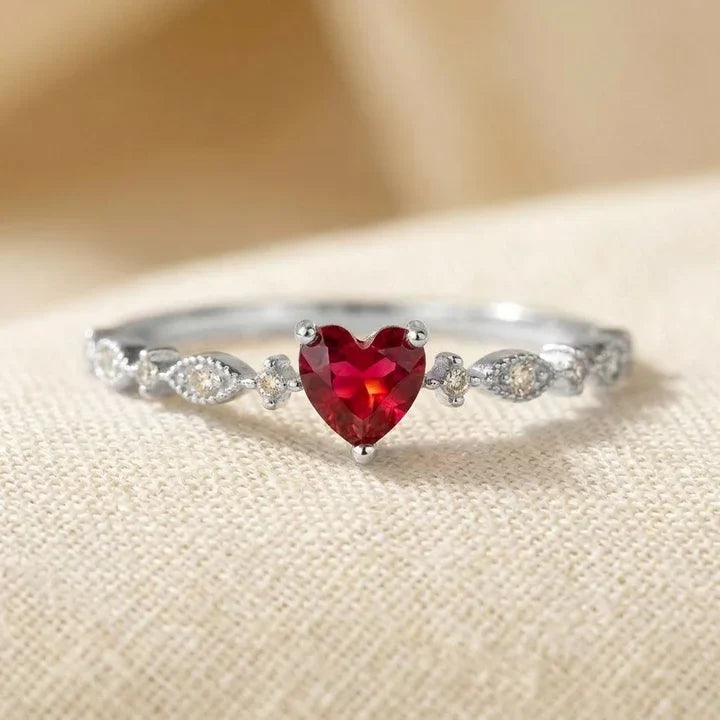 Gold Ring with Ruby Heart