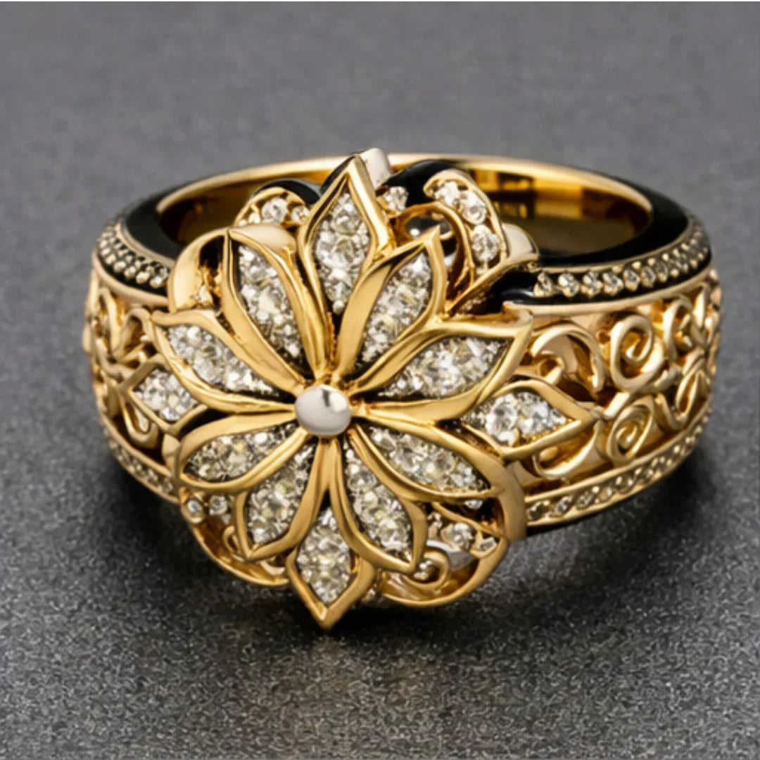 Sophisticated Golden Blossom Ring