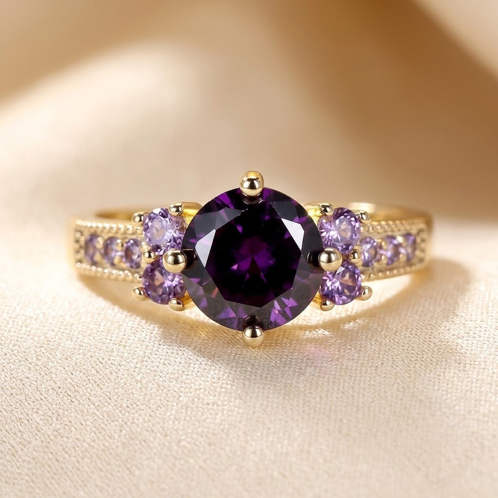 Amethyst Gold Accent Ring