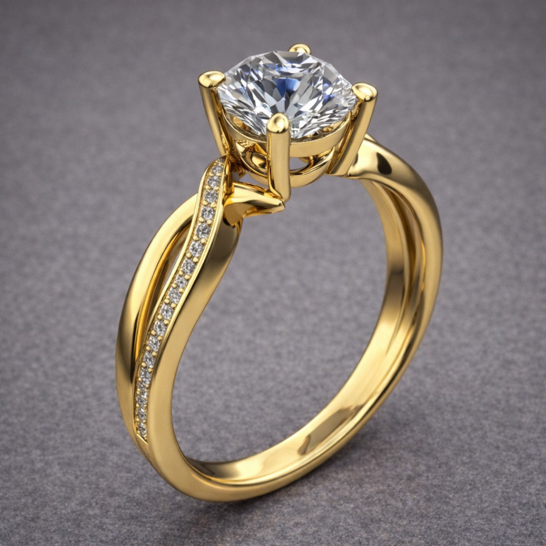 Sleek Golden Solitaire Ring