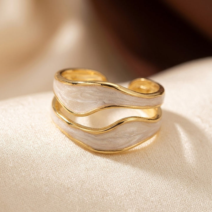 Sculptural Cuff Ring in Silver and Gold