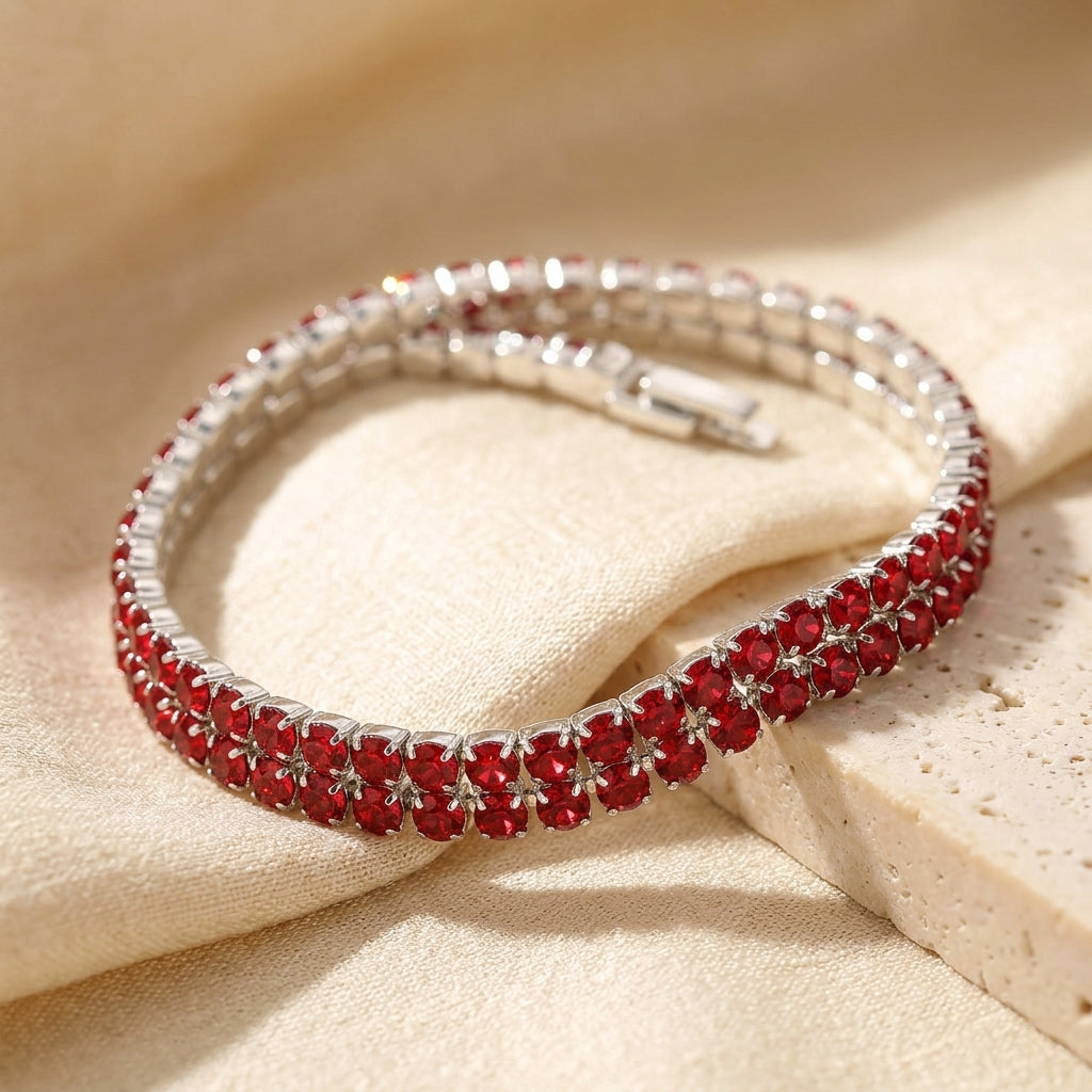 Ruby Tennis Bracelet in Silver