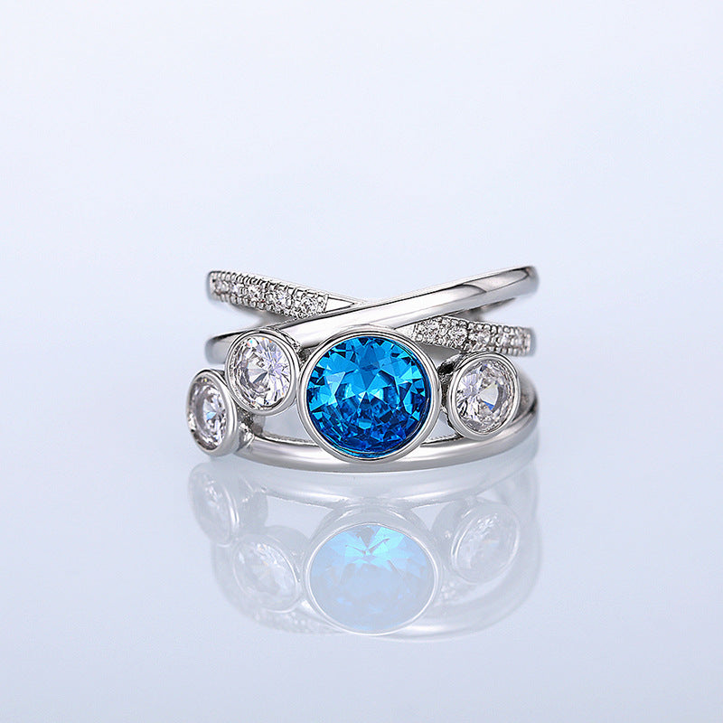 Azure Silver Gem Statement Ring