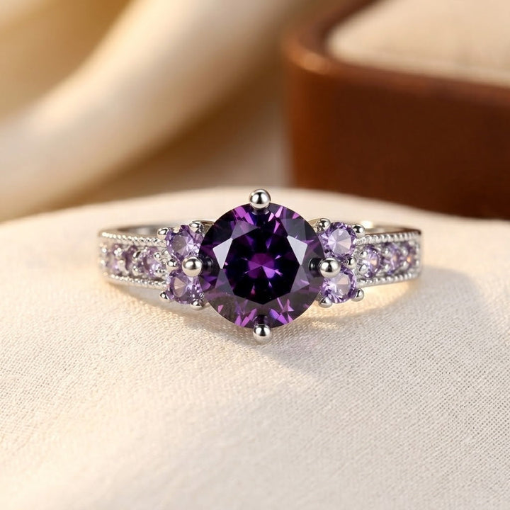 Silver Amethyst Statement Ring