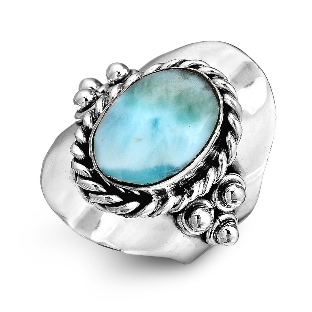 Δαχτυλίδι Boho από Ασήμι Sterling με Λαρίμαρ