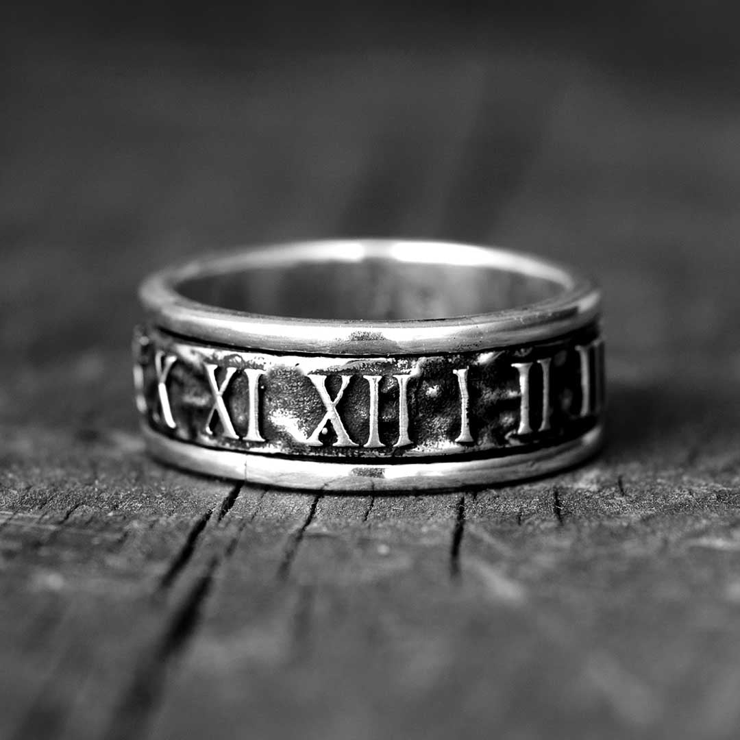 Δαχτυλίδι Fidget Ανδρικό με Ρωμαϊκούς Αριθμούς από Ασήμι 925