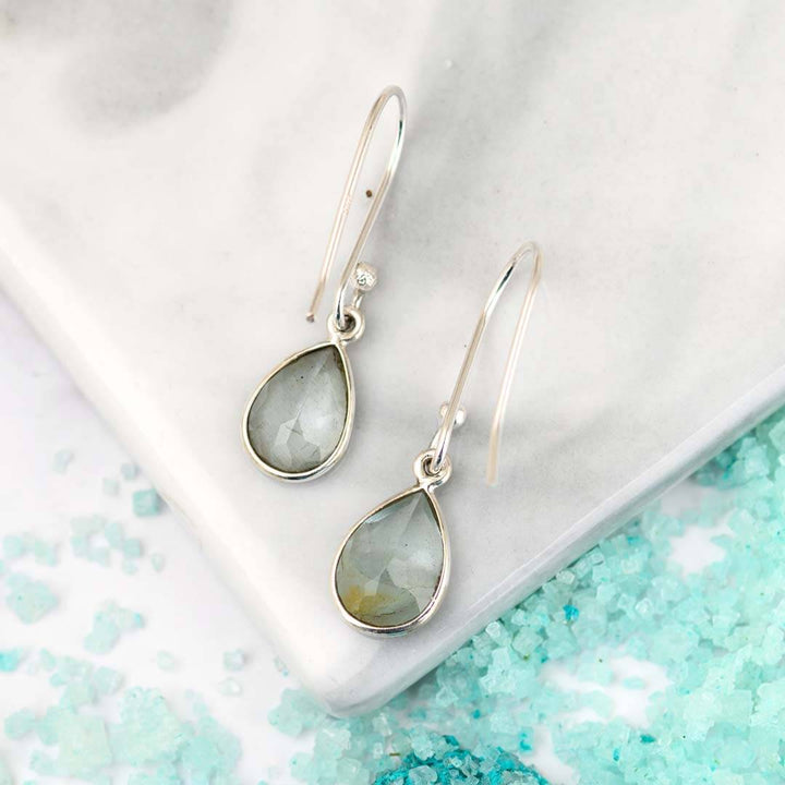 Σκουλαρίκια Ακουαμαρίνα σε Σχήμα Σταγόνας από Ασήμι