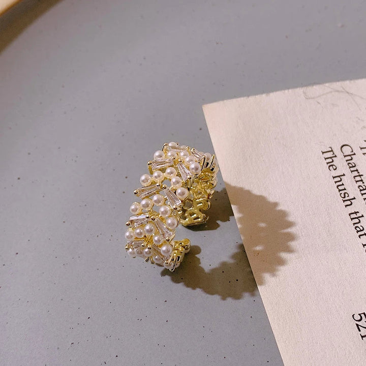 Opulent Gold Pearl Ring