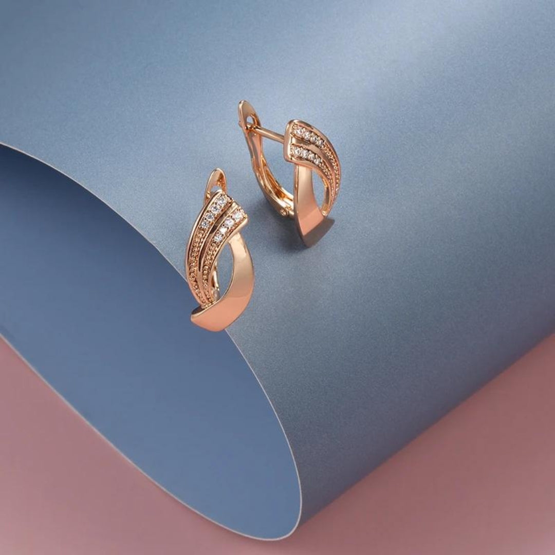 Stylish Rose Gold Earrings Adorned with Zirconia