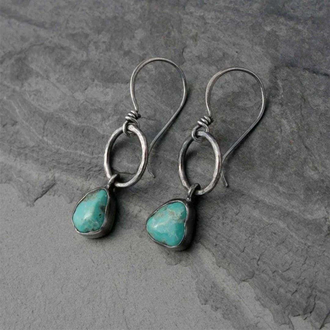 Vintage Silver Earrings Featuring Turquoise Stones