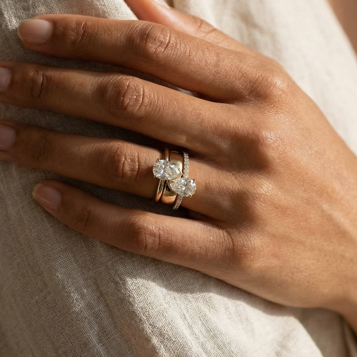 Vintage Dual Zirconia Dangle Ring