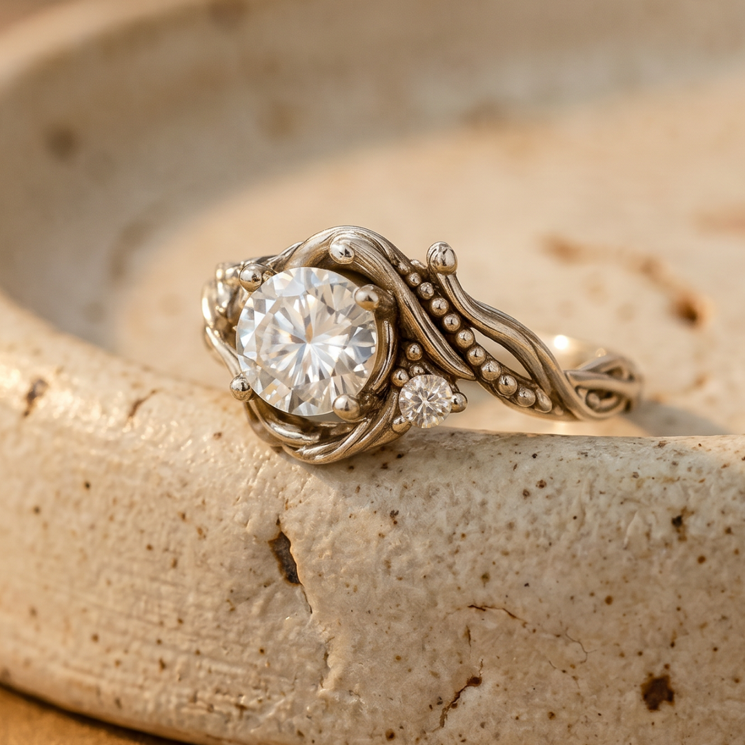 Elegant Silver Branch Zirconia Band