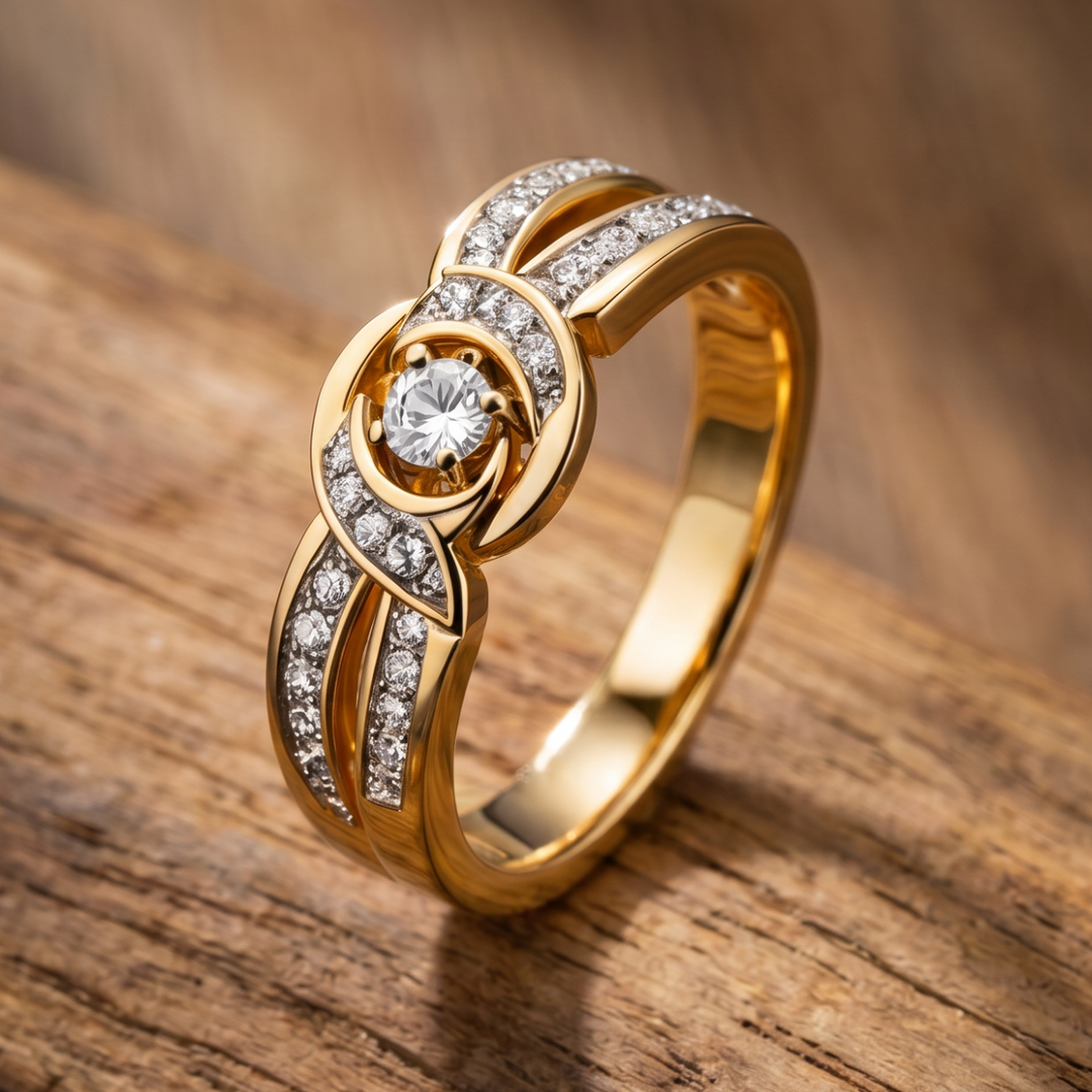 Eternal Gold Infinity Band with Crystal Details