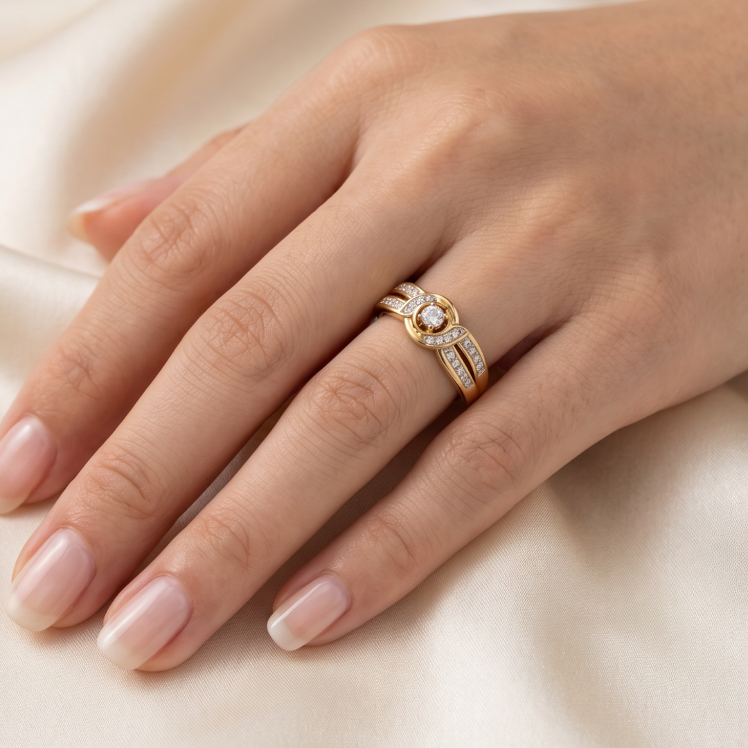 Eternal Gold Infinity Band with Crystal Details