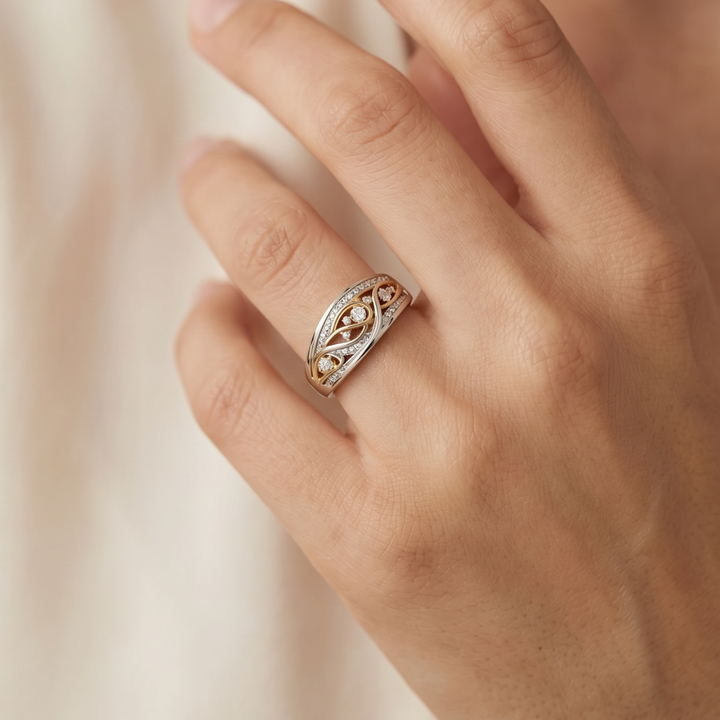 Gold and Silver Hoop Ring