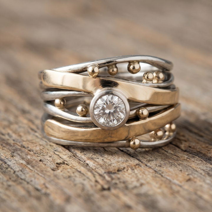 Royal - Vintage Gold Inlaid Zirconia Ring